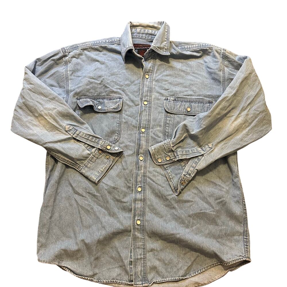 FIVEBROTHER Men's Button Front Denim Shirt Size M